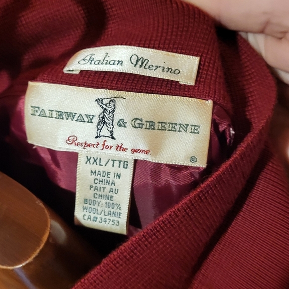 Fairway & Greene PGA Italian Wool Burgundy Quarter Zip Lined Sweater Size XXL - Picture 3 of 5